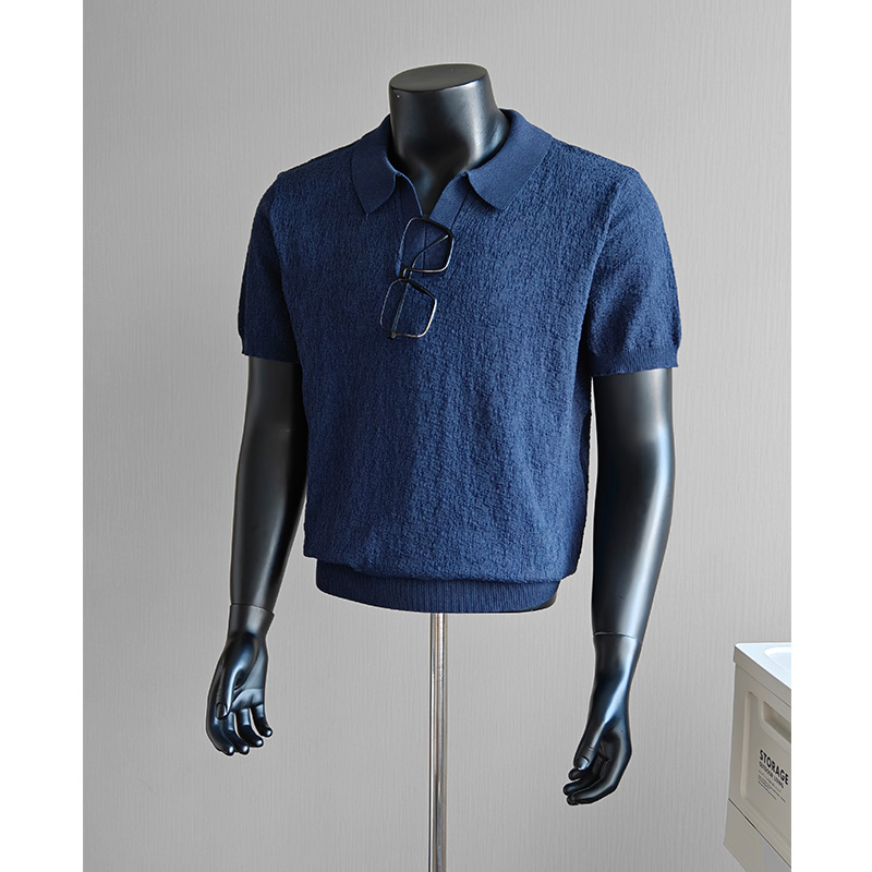 T-shirt d'été en soie glacée tricotée à manches courtes, couleur unie, col rond, décontracté, pour affaires et occasions sociales, streetwear