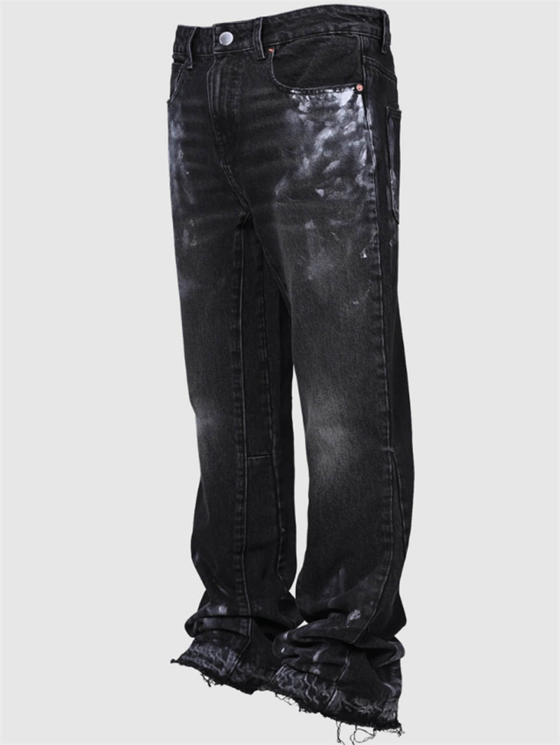 2025 hommes mode rue jean droit pantalon de travail Style Punk vêtements de travail élastique Patchwork quatre saisons décontracté Denim couches pantalon