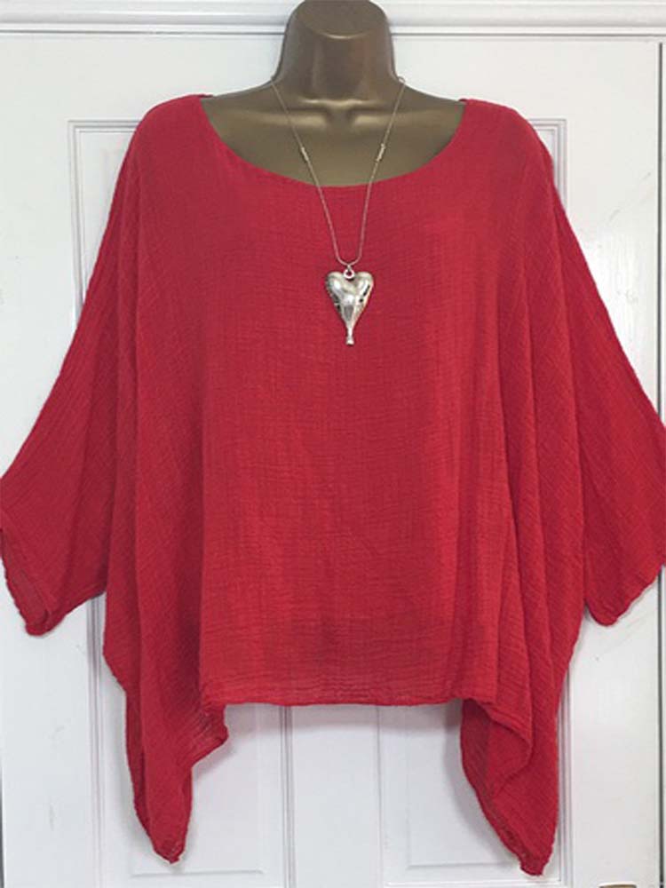 Haut ample à manches chauve-souris pour femmes Monochromatic Street Trend Pull à manches courtes T-shirt Vêtements de tous les jours pour femmes Été Nouveau