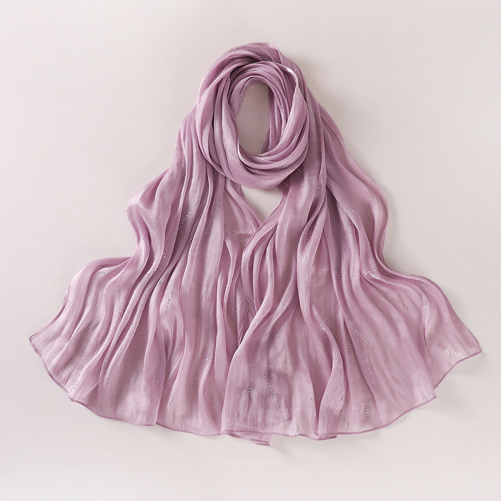 Hijab de luxe en mousseline froissée scintillante avec strass, écharpe musulmane étincelante, châle pour Ramadan et Aïd