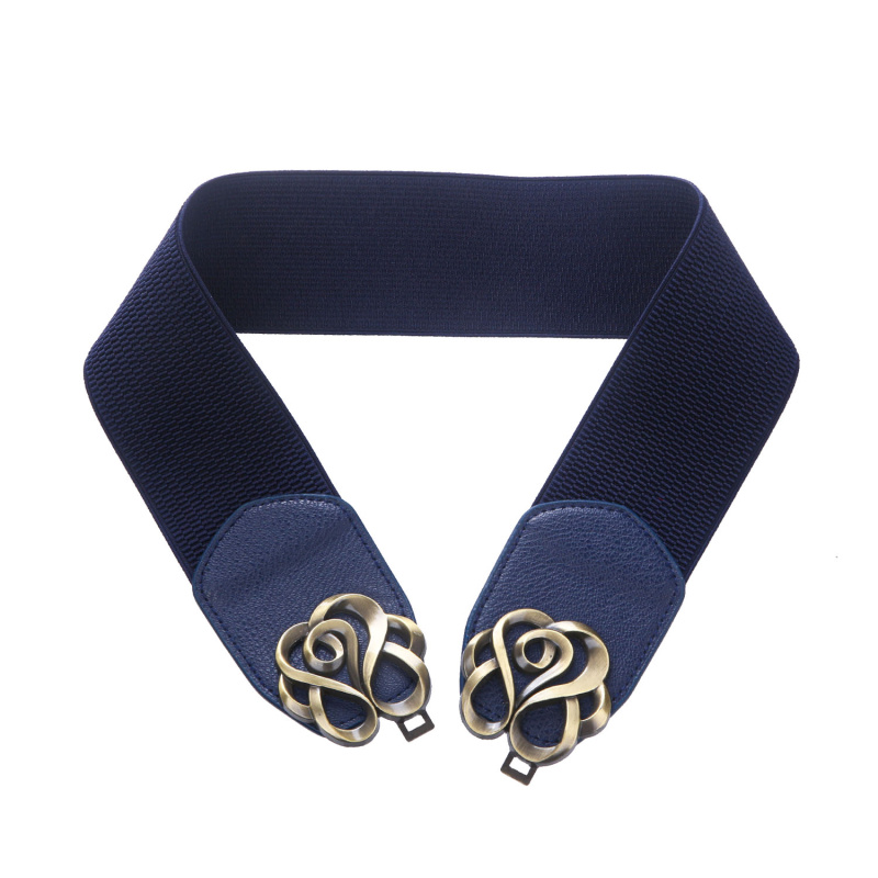 Ceinture en cuir Vintage pour femmes, pour robe, bande élastique étirée, boucle rétro en laiton