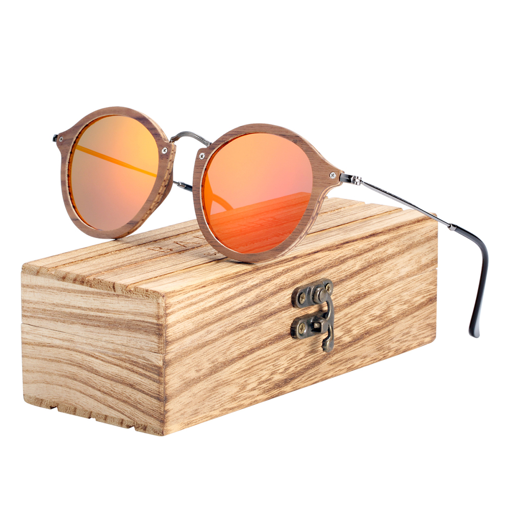 Lunettes de soleil rondes en bois faites à la main pour femmes et hommes, lunettes de soleil polarisées, protection UV400, design de marque rétro, mode