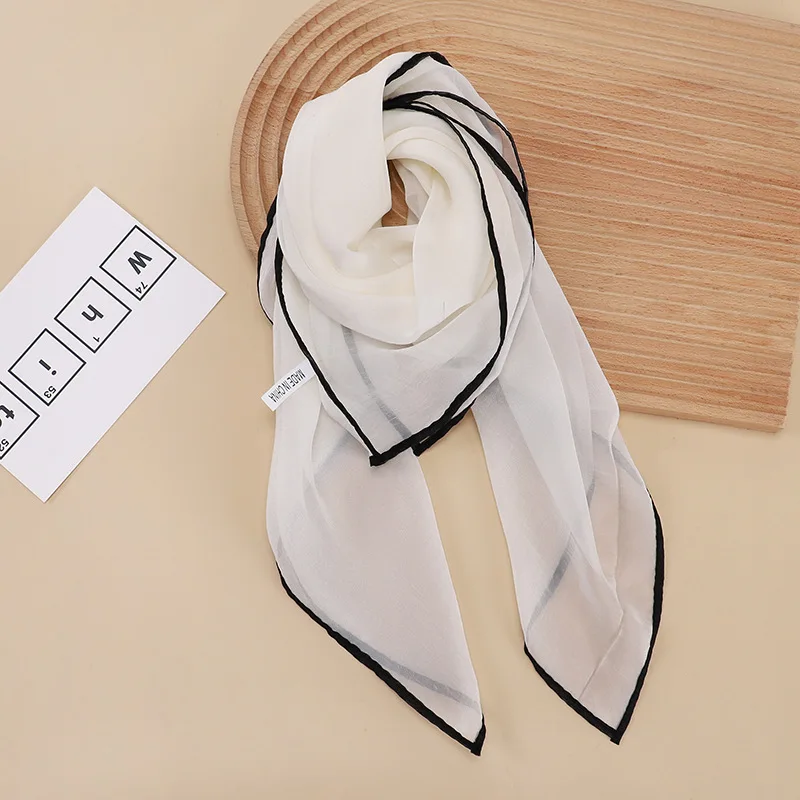 Foulard Hijab en Coton pour Femme, Petit Châle, Bandana, Carré, Bandeau