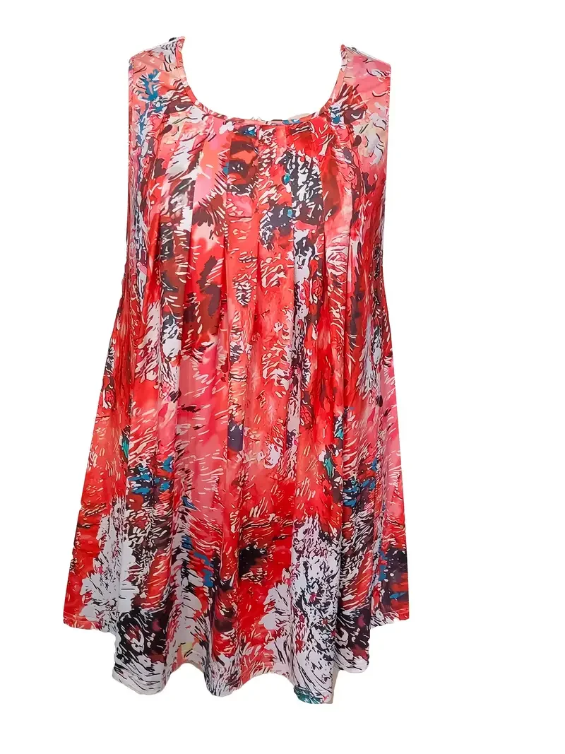 Grande taille 1XL-5XL été femmes mode imprimé fleuri Tropical décontracté Robe sans manches Robe d'été femme bohème Robe de plage Robe