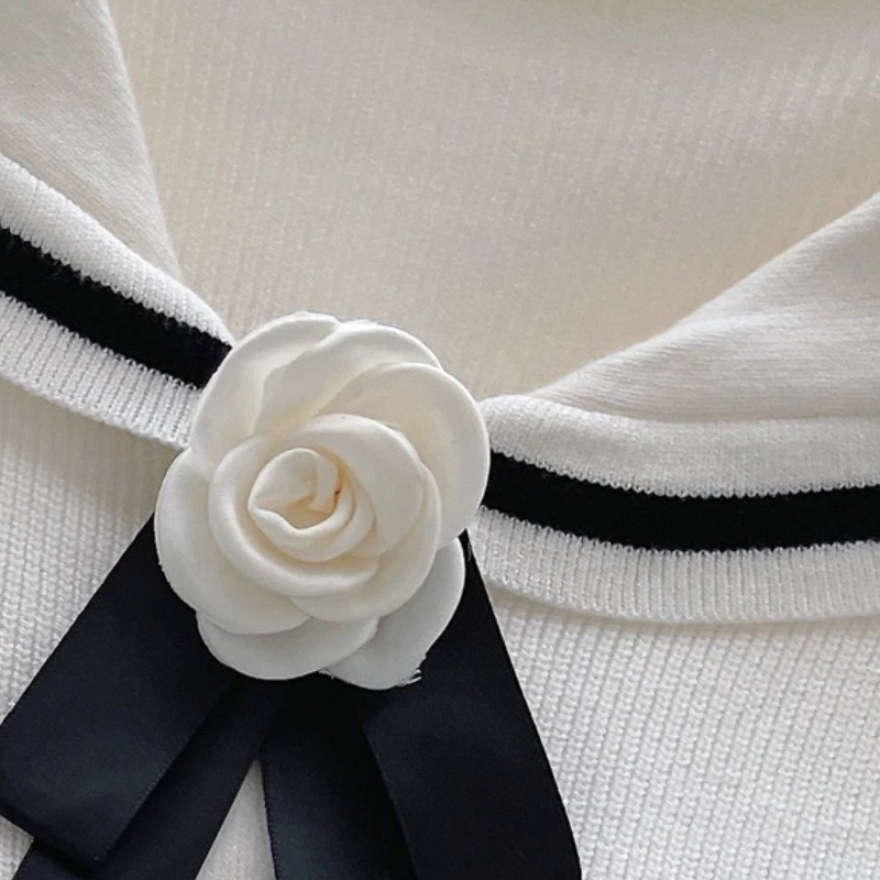 Pull à manches longues pour femme, Cardigan tricoté à col marin avec nœud de Style coréen, à la mode, col rond, simple boutonnage, automne hiver