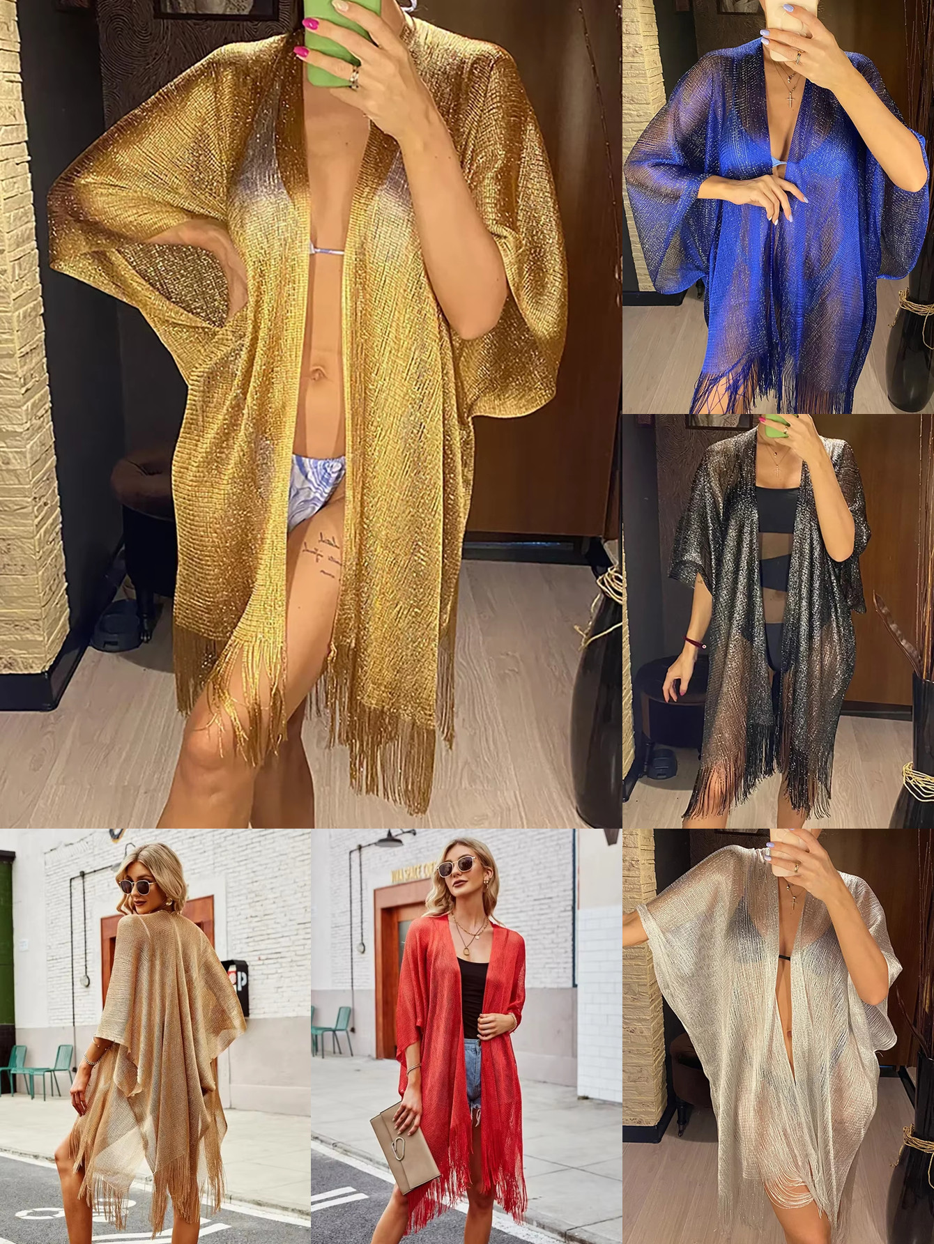 Châle de protection solaire en soie brillante pour femmes, Hijab, or, argent, foulards brillants, dentelle, pompon, robe de soirée, nouvelle mode