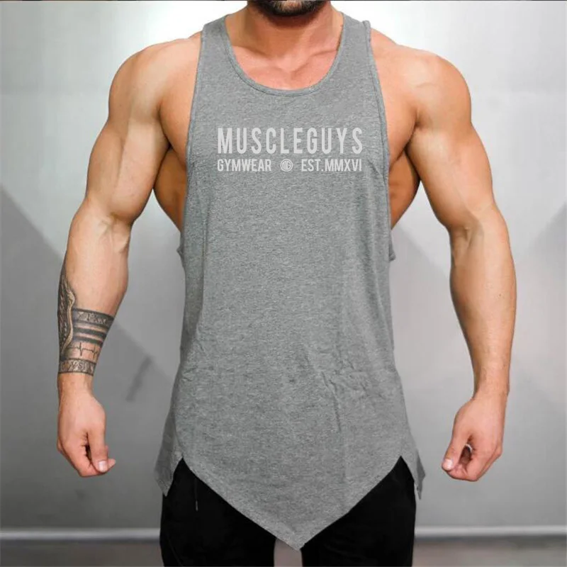 Muscleguys marque vêtements salle de sport chemise sans manches débardeurs de musculation hommes été Fitness gilet décontracté col rond hommes débardeurs