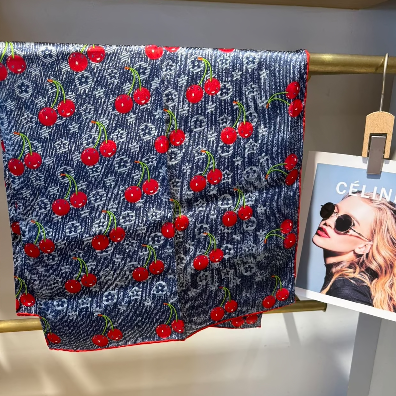BYSIFA |   Bleu marine rouge femmes foulards en soie Pure Hijabs élégant cerise Design 100% mûrier soie carré cou écharpe châle 86*86 cm