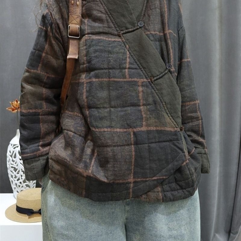 Manteau d'hiver en coton pour femmes, col incliné, marque rétro, Simple, confortable, ample, Design décontracté, mode Niche polyvalente