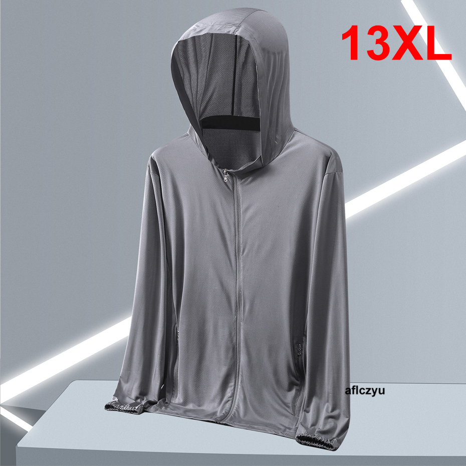Vestes de protection solaire pour hommes, grande taille 13XL, veste fine d'été, mode décontractée, couleur unie, manteaux à capuche, vêtements fins, grande taille 13XL