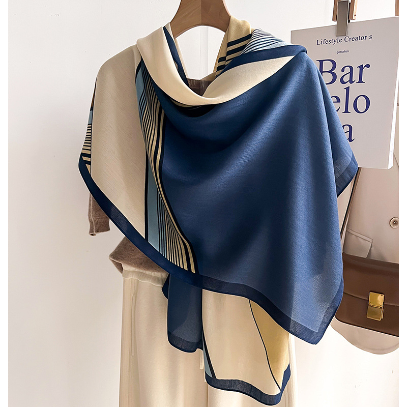 Marque de luxe écharpe laine coton châle dame Wrap grand Pashmina Hijab bandeau foulards automne hiver Bufanda Foulard plage étoles