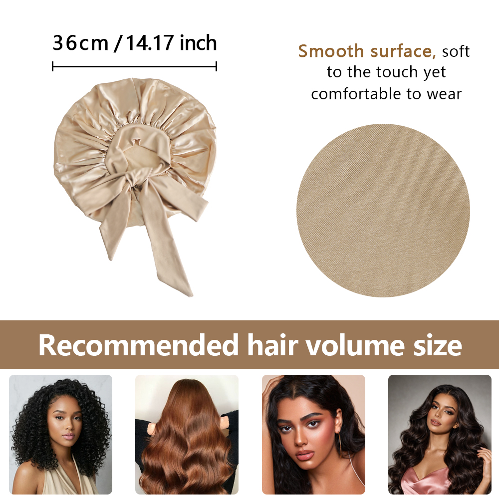 Nouveau bonnet en soie pour dormir, bonnet en satin pour femme, bonnet de nuit, foulard pour cheveux bouclés avec bande à nouer pour cheveux bouclés