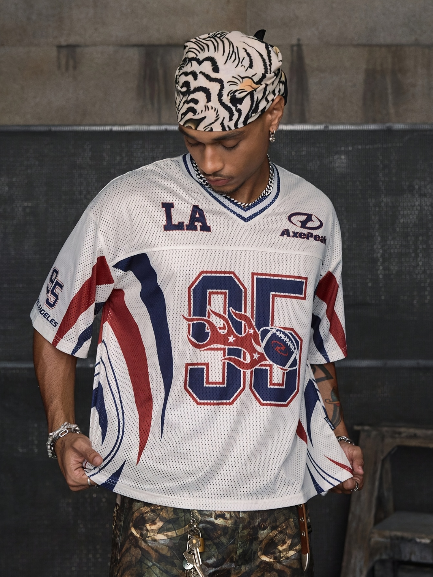 T-shirt d'été pour homme LA 95, maillot de football, col en V, maille, manches courtes, coupe ample, sport, streetwear, décontracté, haut de tous les jours