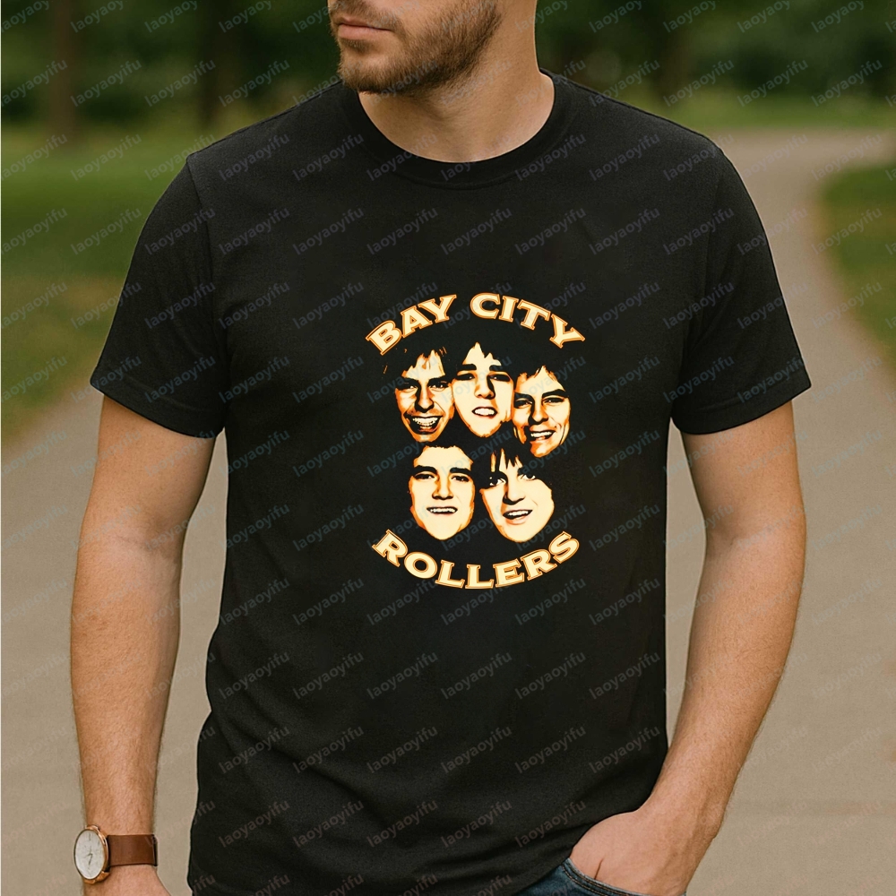 Avis sur la mode masculine de style coréen : Chemises d'été à manches courtes Bay City Rollers pour hommes et femmes - T-shirts confortables