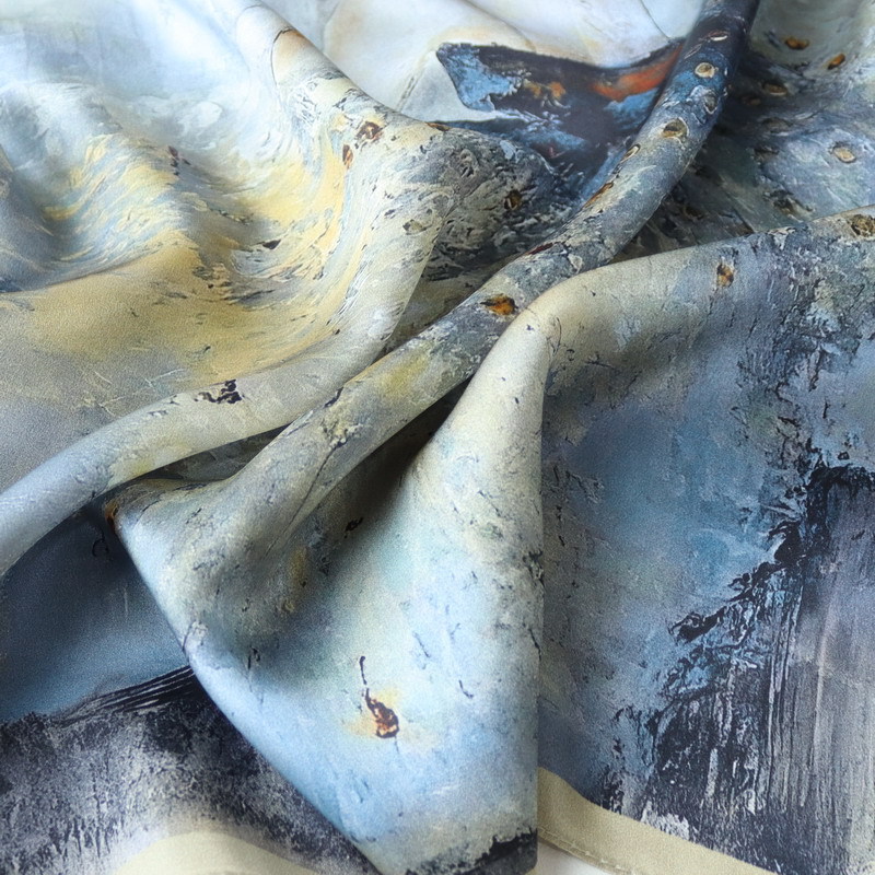 Foulard en soie naturelle 100% pour femmes, Bandana pour danseuse de Ballet, peinture à l'huile, carré de 55cm