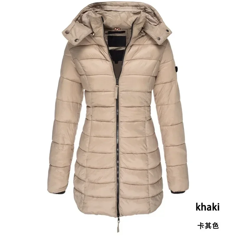 Parka chaude à capuche pour femme, manteaux rembourrés en coton épais, couleur unie, mi-longue, décontracté, Slim, Streetwear, pardessus, nouvelle collection hiver