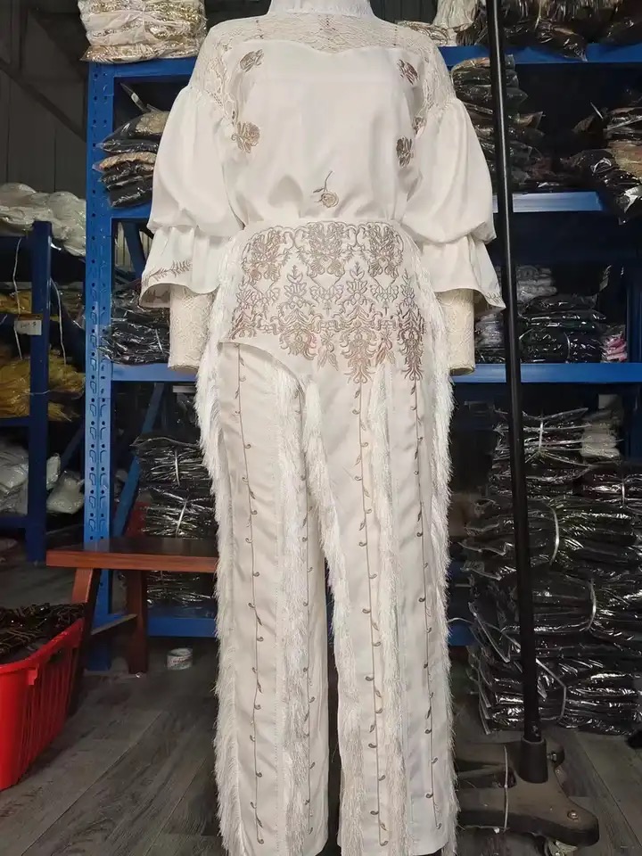 Vêtements de fête de mariage africains élégants pour femmes, manches longues, col rond, haut 2 pièces, pantalons longs, ensembles assortis, tenues d'automne