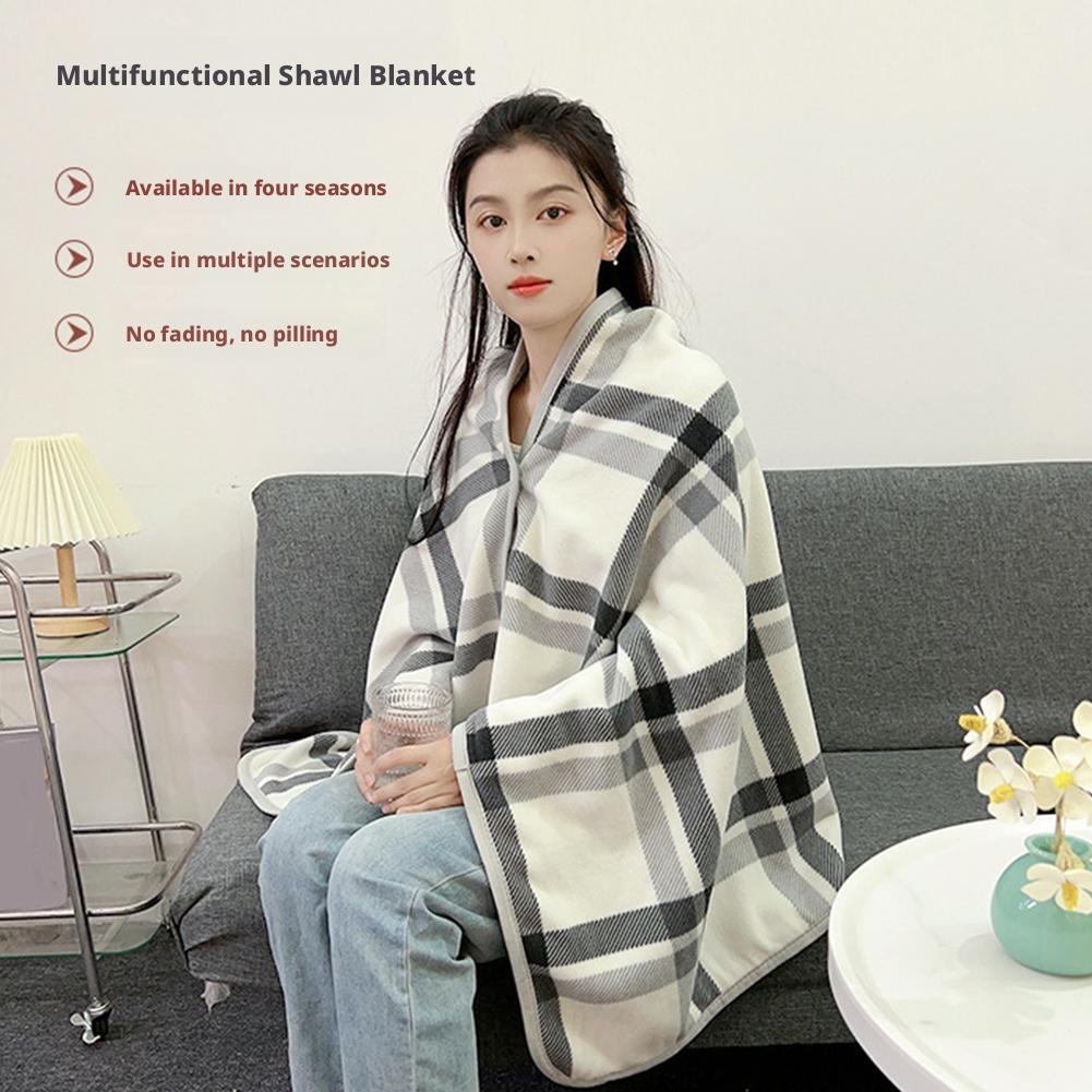 Châle-portable doux et chaud, plaid double couche, écharpe multifonction pour femme, couverture d'hiver à motif tartan