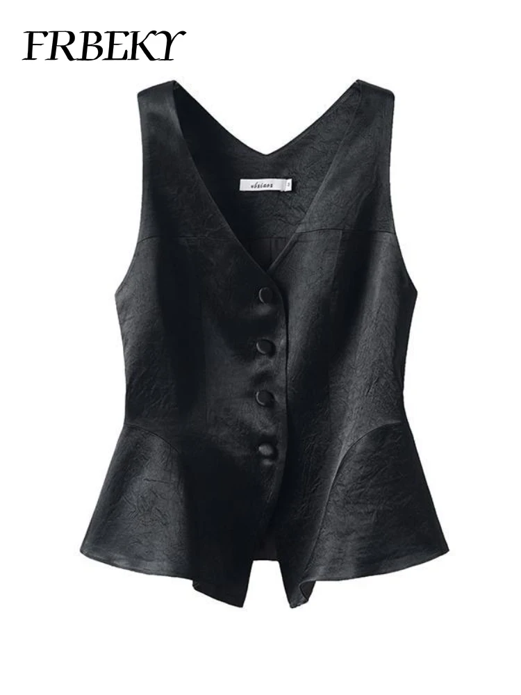 Gilets élégants pour femmes, sous-chemise en fibre de V, col en V imbibé, veste en émail solide, débardeurs féminins, vêtements de rue en Y, vêtements d'automne
