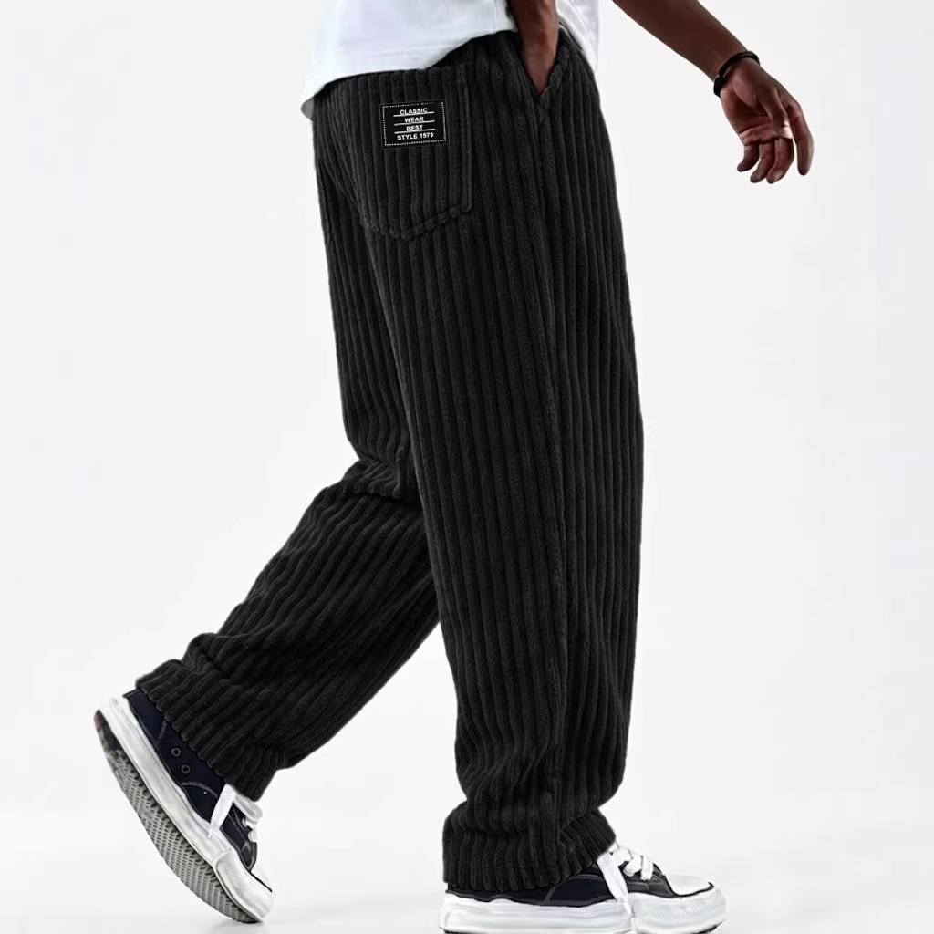Pantalon décontracté côtelé de couleur unie pour hommes, nouvelle mode, confortable, ample, polyvalent, tendance, minimaliste, streetwear de haute qualité