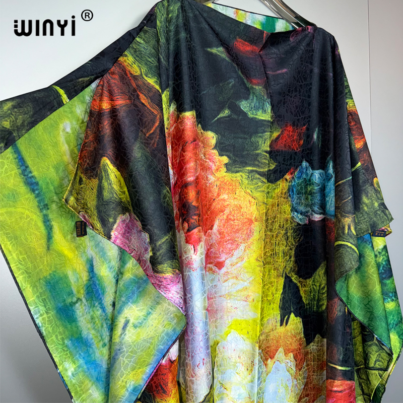 WINYI moyen-orient haute qualité maxi caftan imprimé robe longue فستان Caftan abaya femme musulmane abaya dubaï luxe