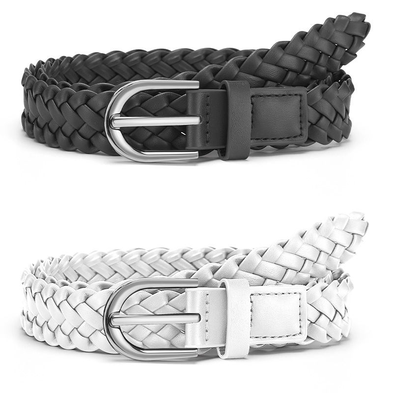 Ceinture gothique rétro en tricot Pu pour femmes, accessoires en jean polyvalents, tendance, Design Simple, boucle ardillon argentée