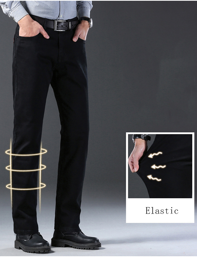 Hommes classique avancé marque de mode pur noir jean homme doux respirer Stretch mince droit Denim pantalon hommes pantalons salopette