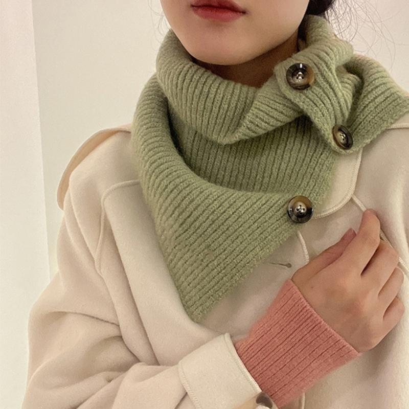 Câble tricot Snoods écharpe bouton tricoté écharpe filles automne hiver vêtements chauds châle à écharpe H7EF