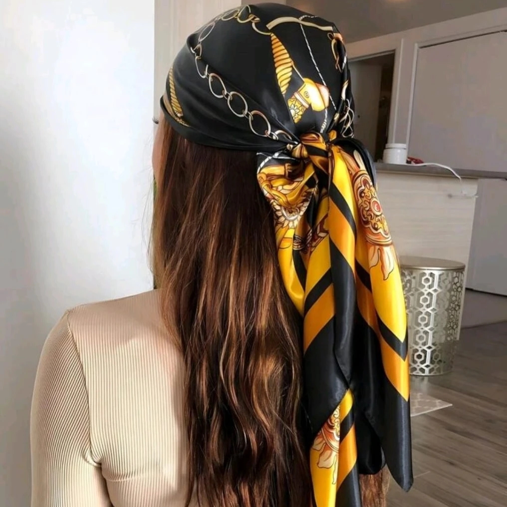 Foulard de cheveux en soie pour femmes, Foulard d'été en Satin, Bandana Cheveux doux, Hijab pour dames