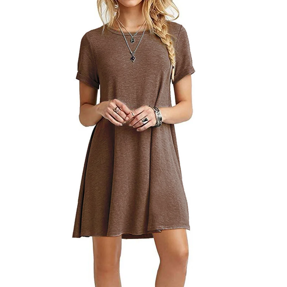 Mini robe bohème brodée personnalisée pour femmes, robes de plage Boho décontractées, robe de soirée à col rond, mini robe d'été à manches courtes