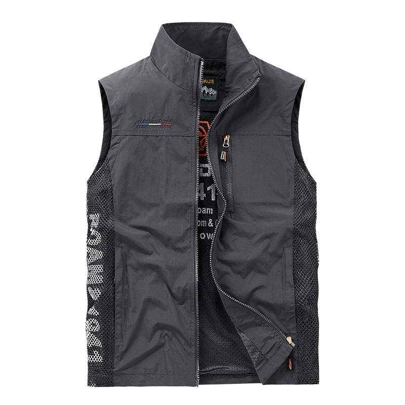 Gilet de sport en maille respirante pour hommes, veste de travail d'été, veste de pêche, vêtements de plein air pour la photographie