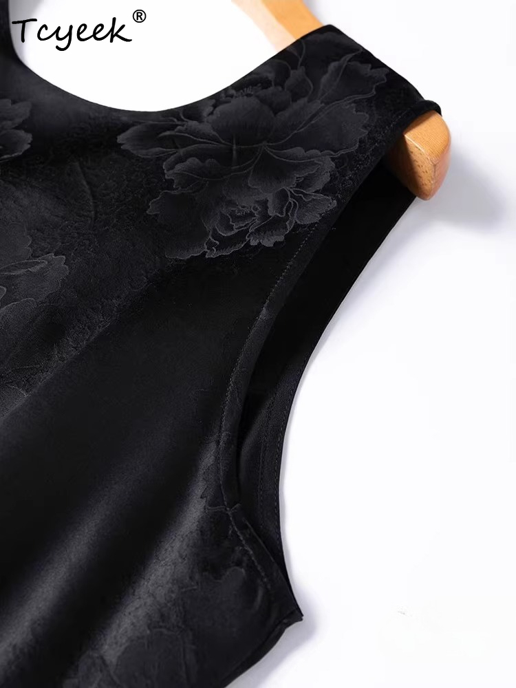 Robes en Soie de Mûrier 100% Tcyeek 35MM pour Femme – Robes Élégantes pour Femme 2025 – Robe Noire Tendance – Vêtements d'Été – Vestidos Mujer