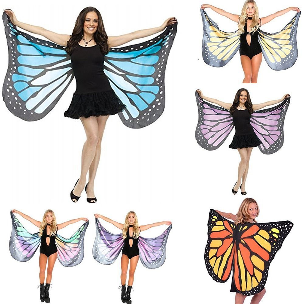 Cape papillon en polyester pour femme, ailes de papillon, déguisement de scène, châle, Everak, costume de paupières, 150x70cm, 1PC