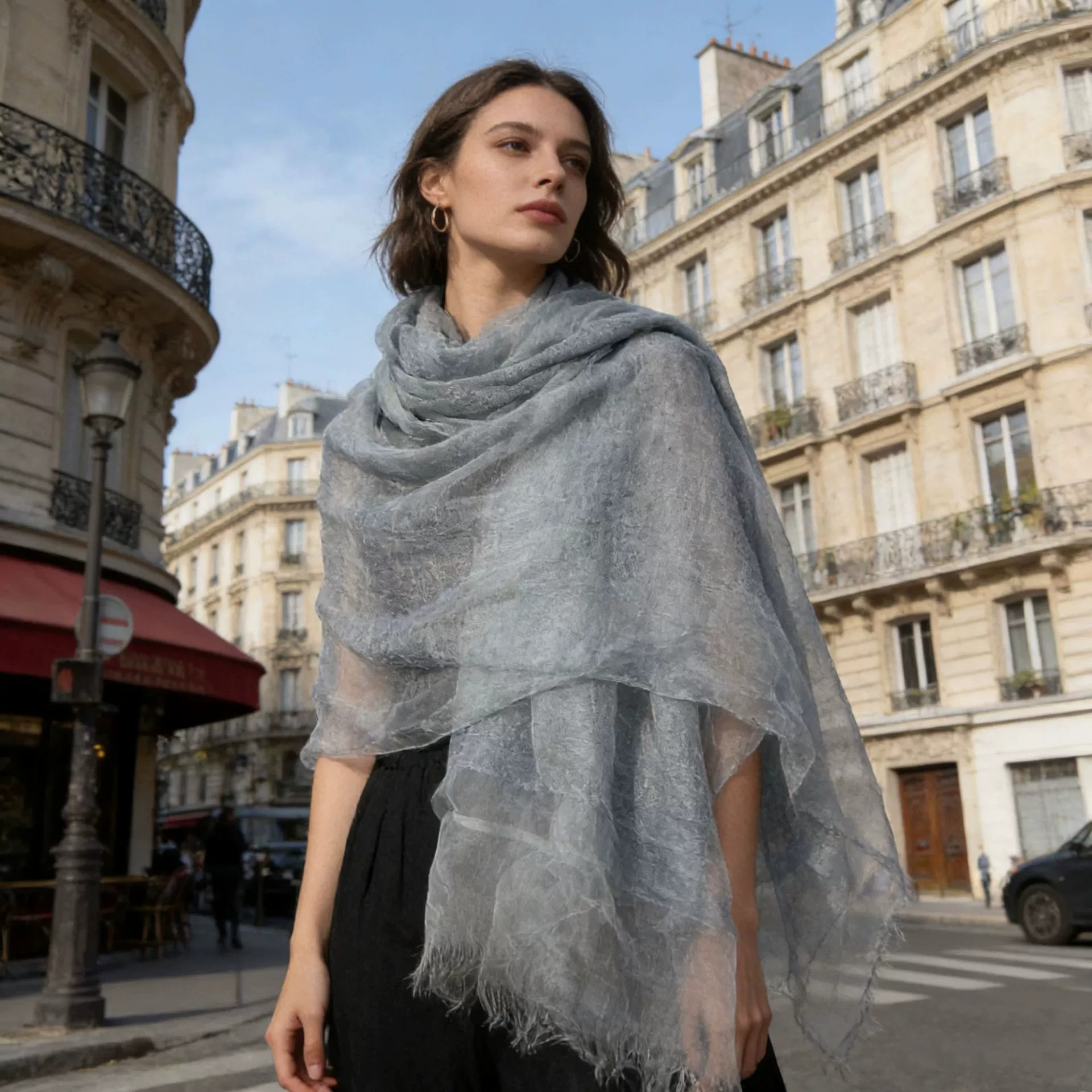 Écharpe en soie élégante et légère pour femme, protection solaire, châle polyvalent fin, écharpe rétro pour femme
