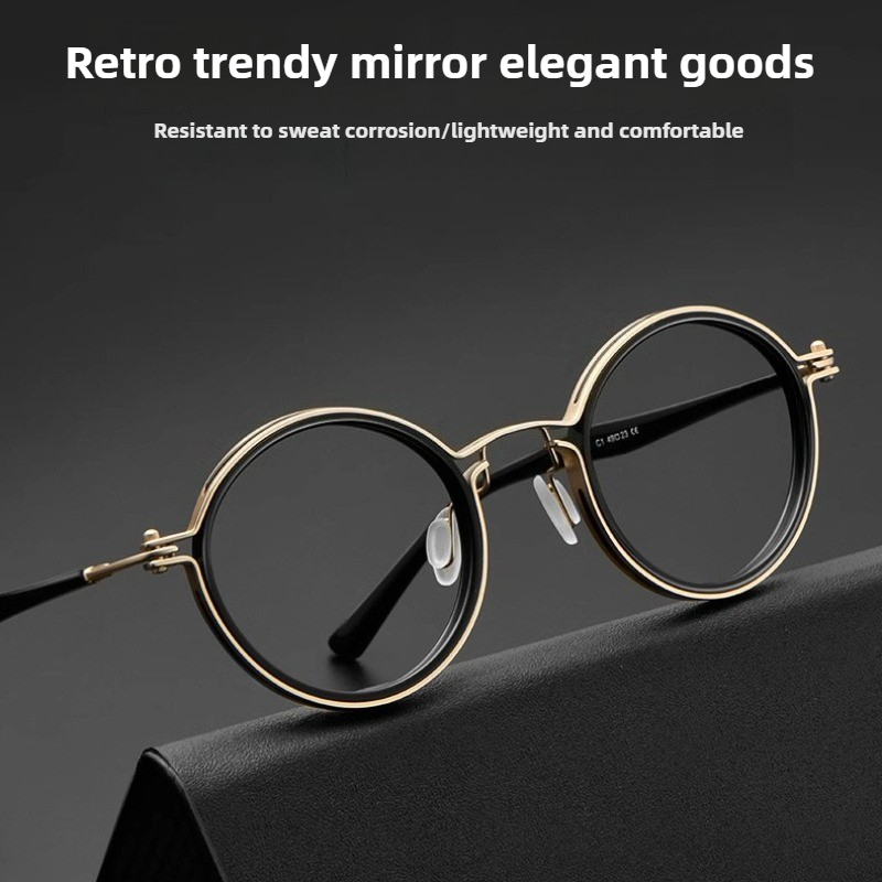 Monture de lunettes ronde classique pour hommes, conception rétro à jante complète avec Construction ultra légère, accessoire quotidien Hipster