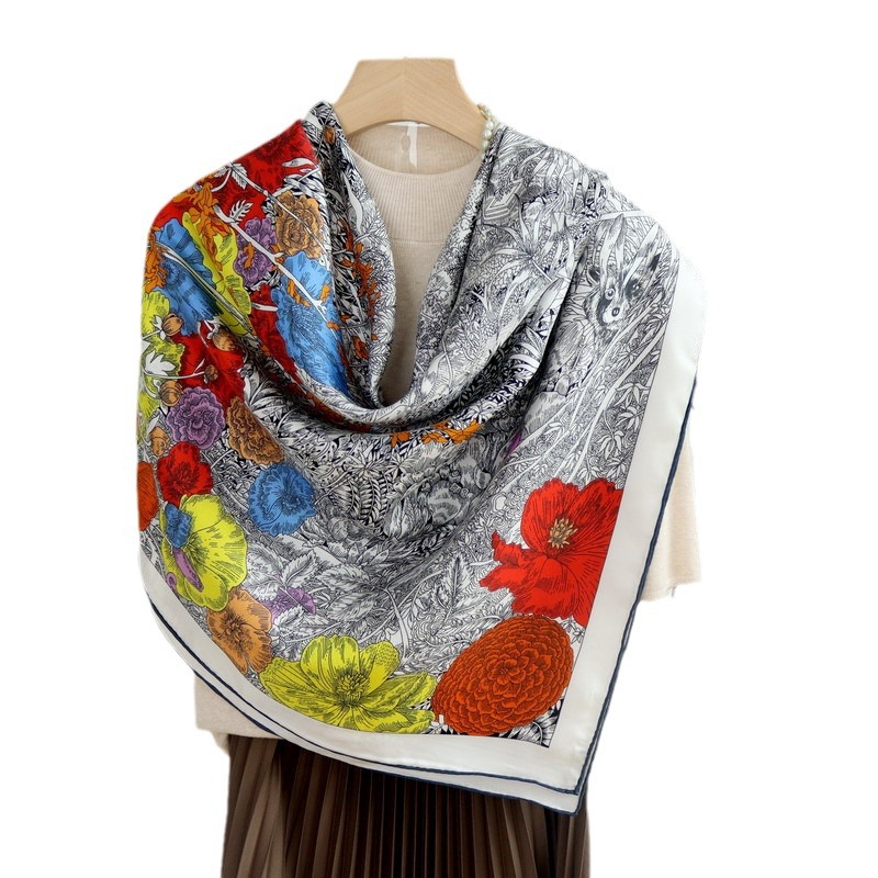 Écharpe de mûrier douce, grand ourlet, châle roulé, ourlets en sergé, foulards de styliste roulés, châles féminins, étole 135cm