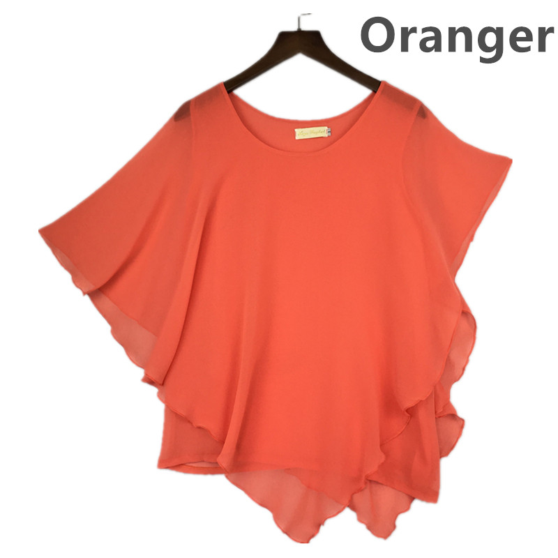 Nouvelles Blouses Femme Mode 2026 Blouse d'été en mousseline pour femme à manches courtes chauve-souris à volants Chemise décontractée 11 couleurs