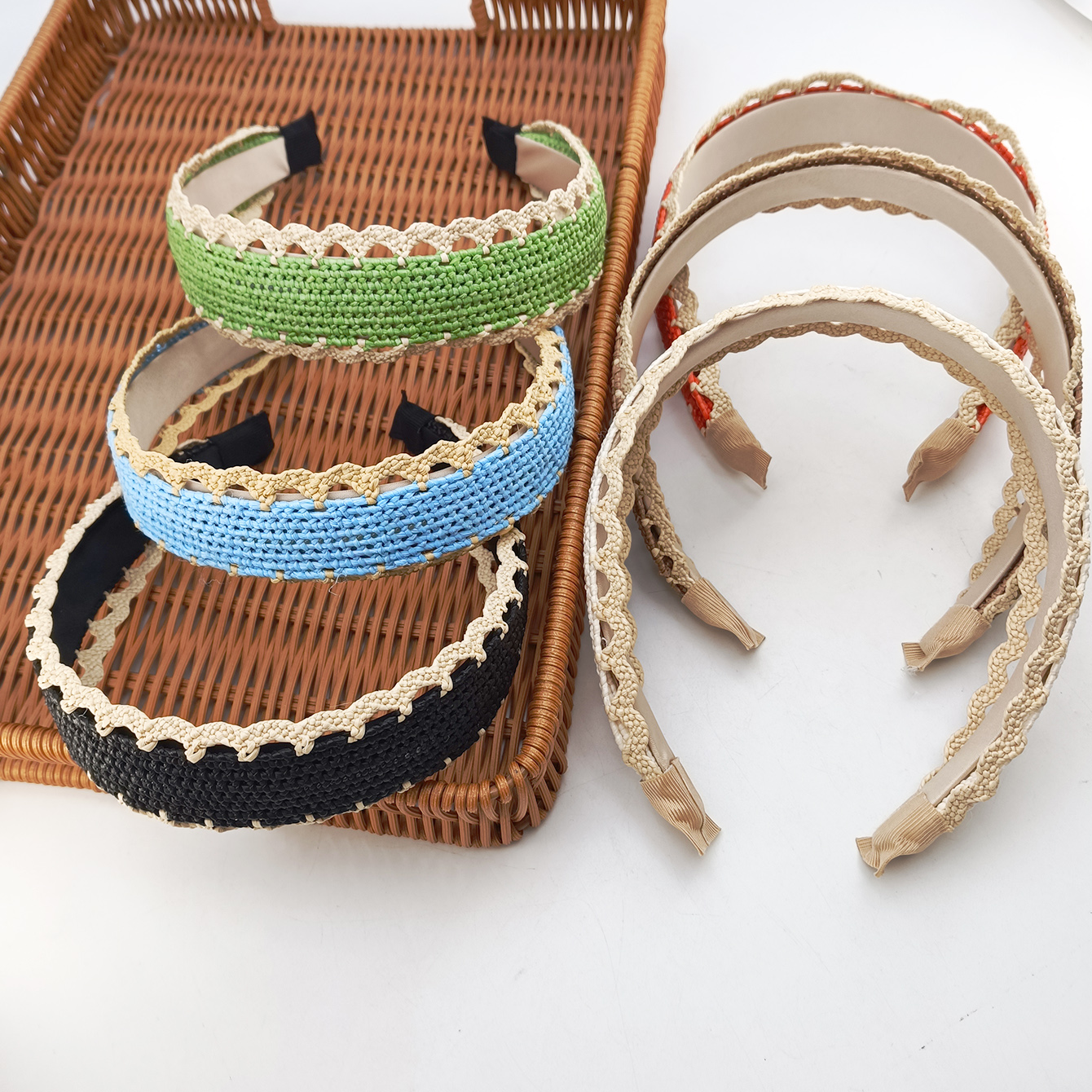 Mode bandeau femmes bandes de cheveux large laine raphia croix noeud bandeaux filles bandeau cheveux accessoires chapeaux
