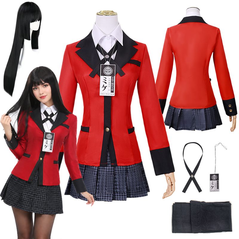 Costume de cosplay Yumeko Jabami, uniforme scolaire d'anime, tenue JK complète avec bas, pour fête d'Halloween et jeu de rôle.