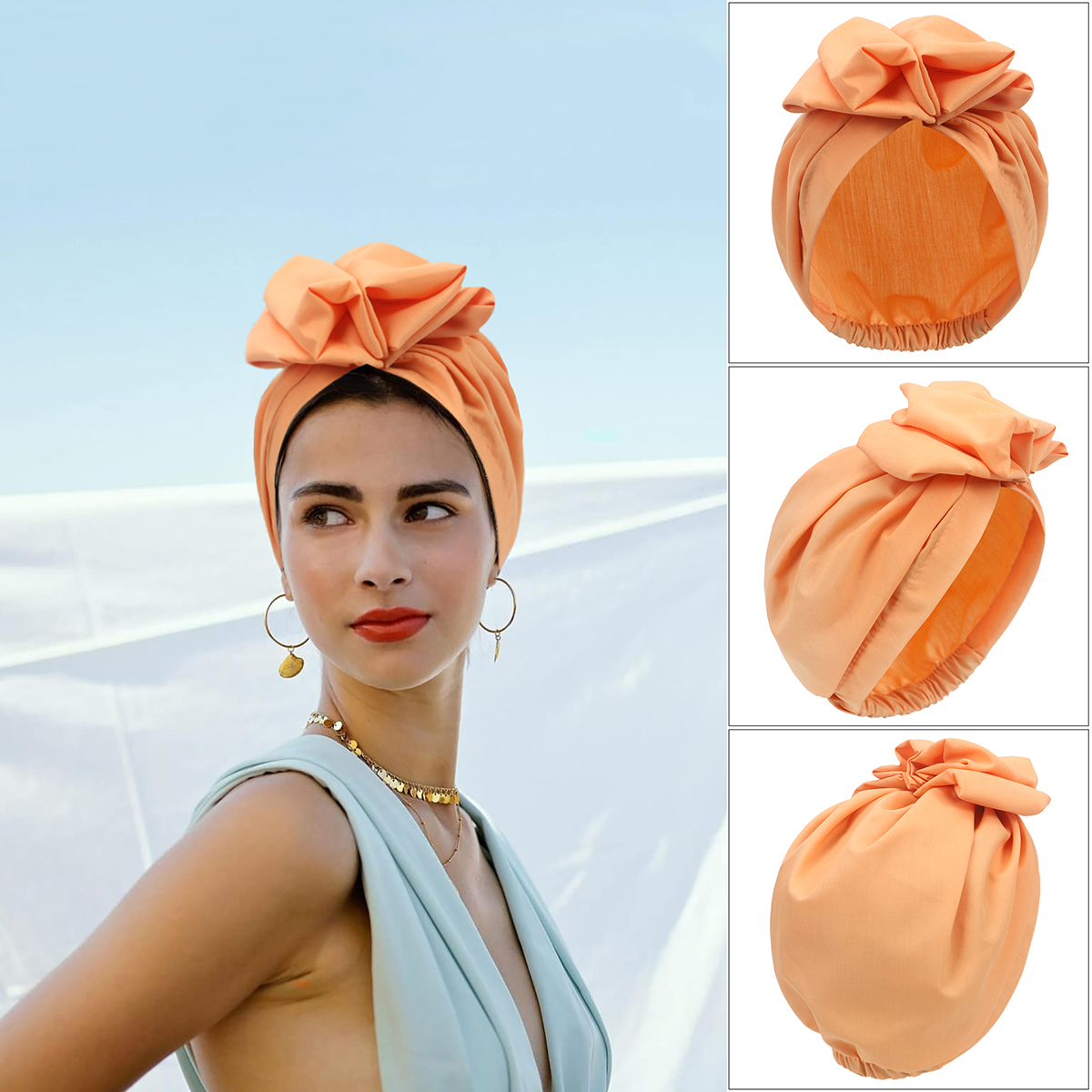 Turban vintage français tendance pour femme, bandana, bandeau, couvre-chef, bonnet, foulard musulman, bonnet, beanie