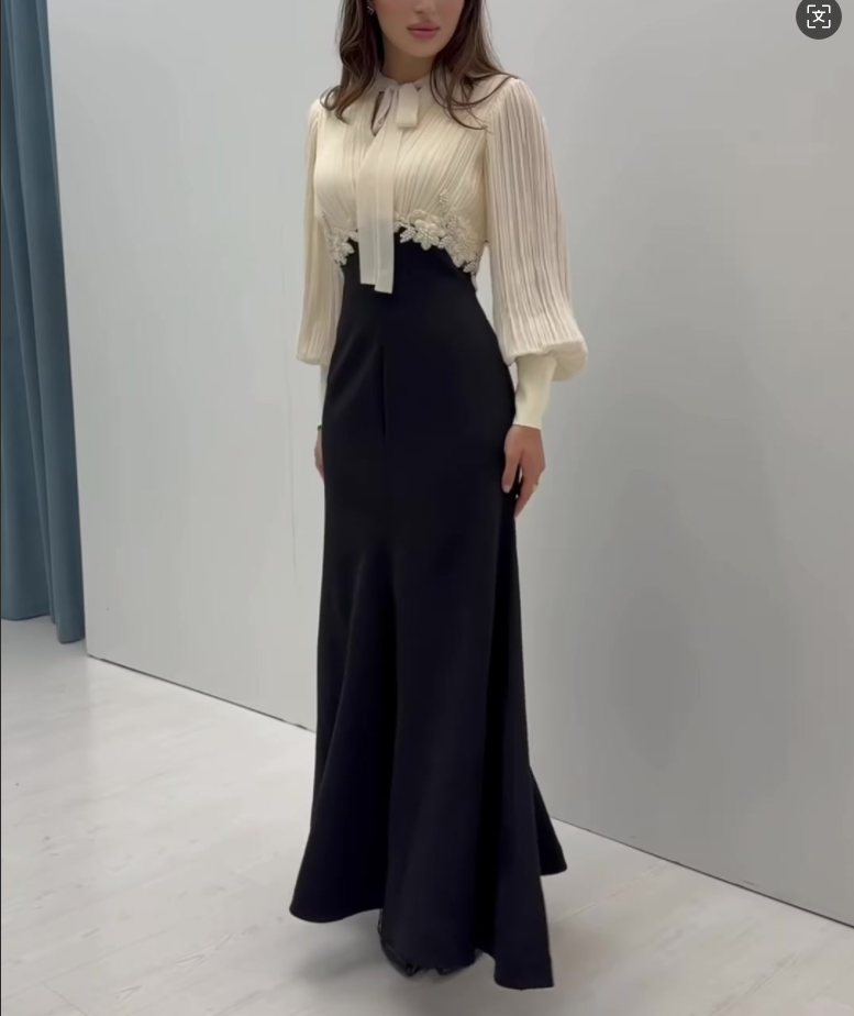 Nouvelle Robe Décontractée Femme Printemps-Été 2026 à Lacets, Coupe Slim, Manches Longues, Style Patchwork S215a