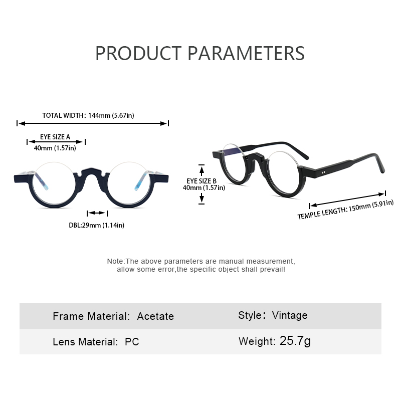 Lunettes demi-monture Design de mode pour hommes et femmes, Style Design rétro Punk, monture ronde en acétate de haute qualité, lunettes décoratives