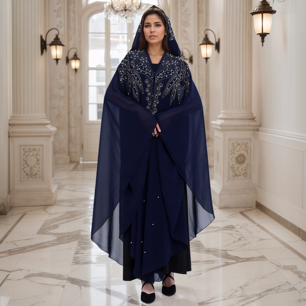 Robes Jalabiya Abaya pour femmes musulmanes, à capuche, avec strass, style cape, tenues de l'Aïd, Ramadan, Dubaï, Kaftan, Vestidos 2026