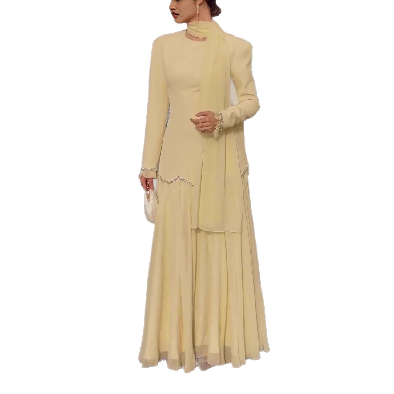 Robe longue élégante pour femme, Abaya, Jalabiya, Caftan, style Marocain, Dubaï, Islamique, Arabe, pour l'Aïd et le Ramadan, avec bandage, pour soirée