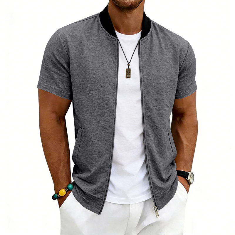Veste de baseball zippée à col montant pour homme, style sportif et léger, collection été 2026
