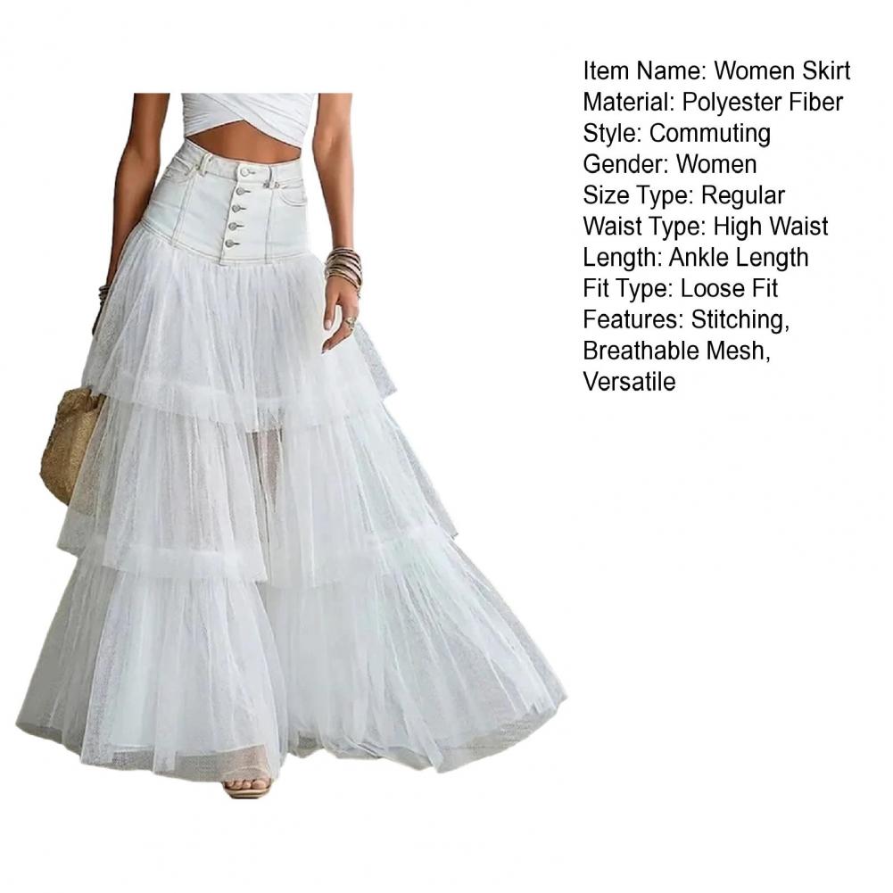 Jupe longue pour femme, taille haute, à volants moelleux, superposée, en tulle uni, style jupe à étages, pour mariage, fête, danse, ou comme sous-jupe de robe