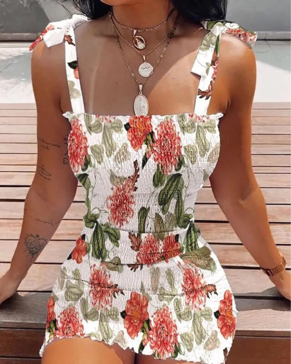 Mini jupe à imprimé de fleurs pour femmes, robes de soirée de voyage, robe en émail bohème, coupe couvertes, sexy, mode fille chaude, commandée