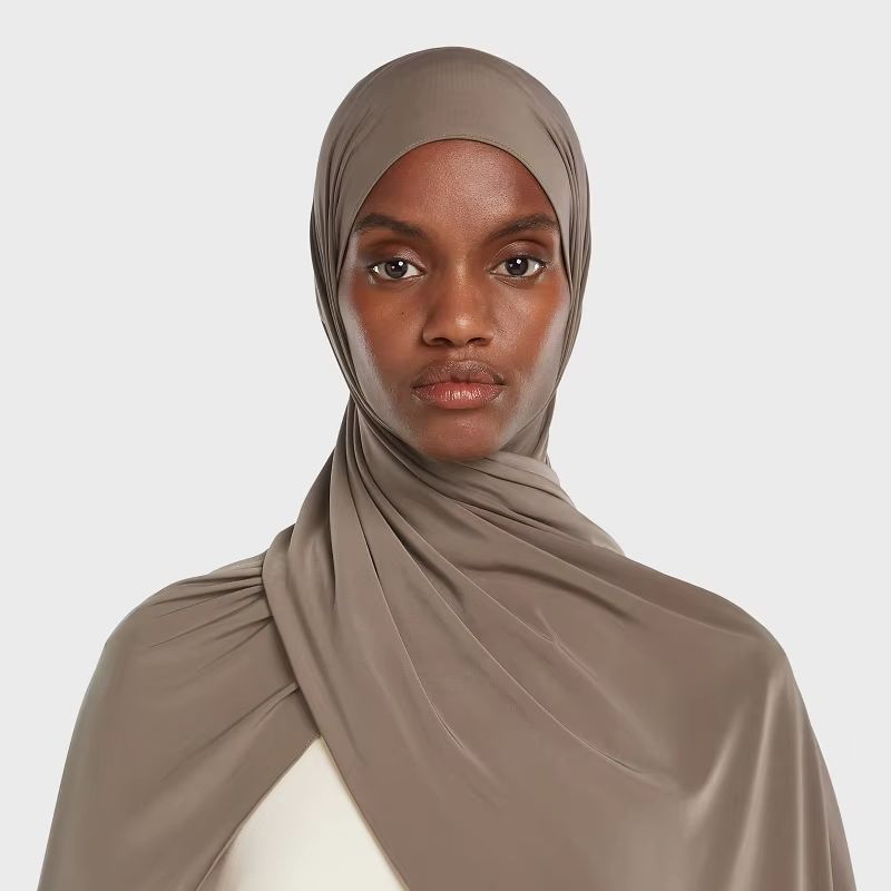 Nouveau Hijab en Jersey Liquide pour Femme, Foulards et Châles de Couleur Unie pour le Ramadan, Voiles Islamiques ﻿ 180*60cm