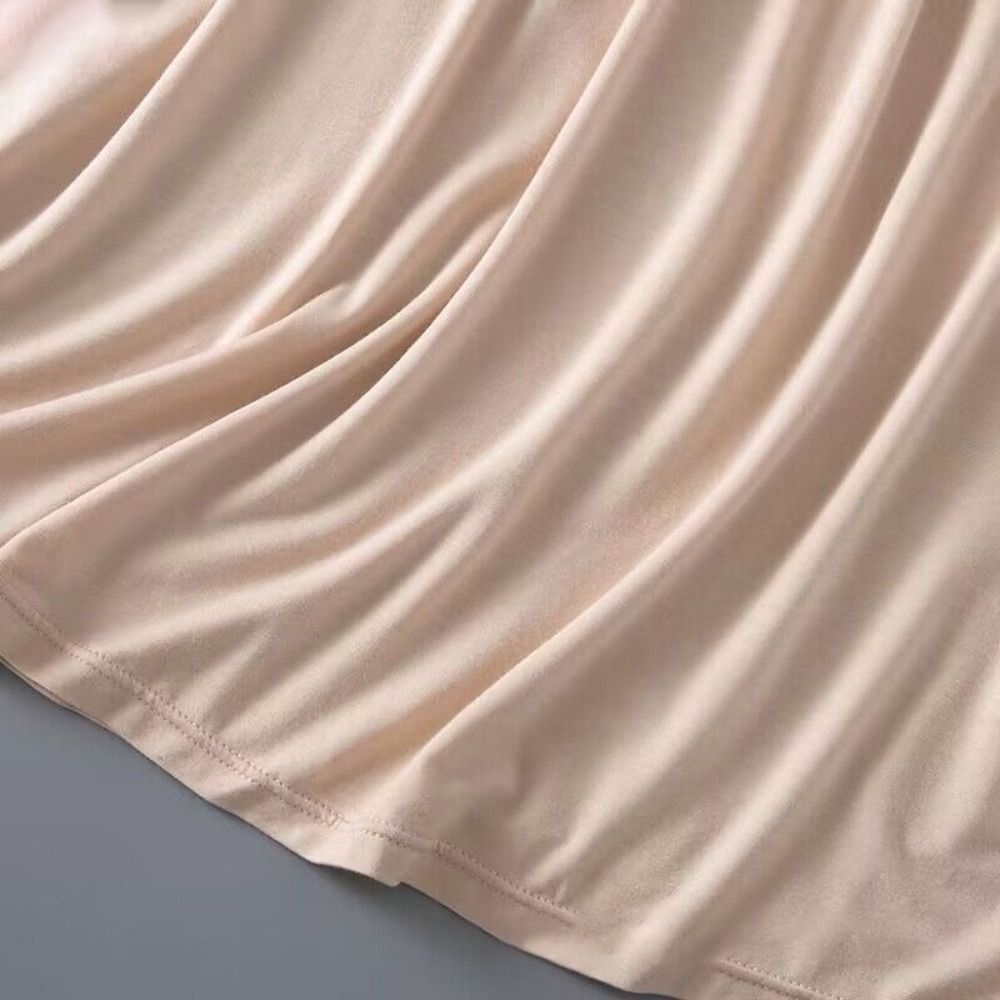 Jupe mi-longue en soie glacée fine pour femme, sous-jupe en dentelle anti-transparence, taille haute élastique anti-éclairement