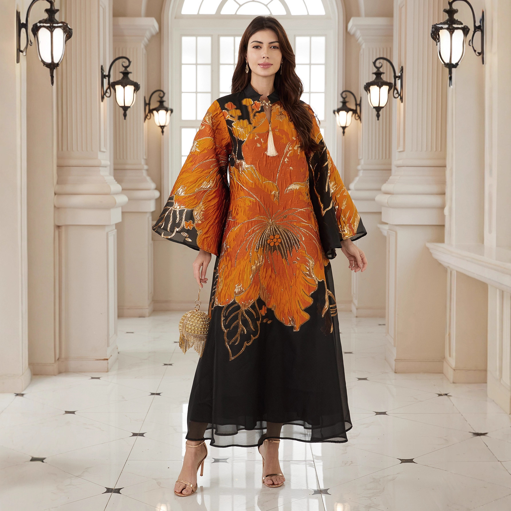 Abaya de l'Aïd pour femme, robe de soirée, Jalabiya à imprimé floral, style musulman de Dubaï, Robe longue, Caftan de prière marocain, Robe Abayas 2026